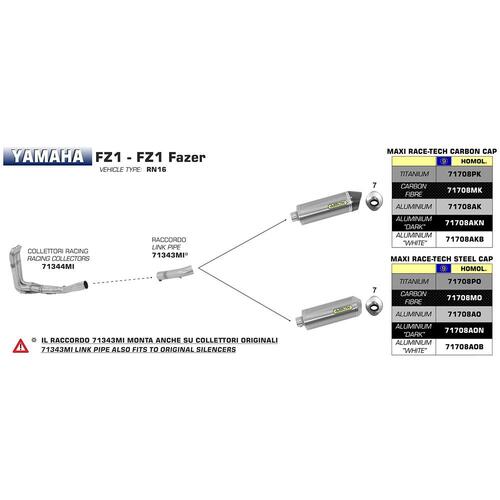 Arrow Yamaha FZ1 N & S '06-16 Stainless Steel Race-Tech Link Pipe