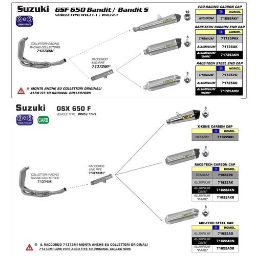 Arrow Link Pipe (for Arrow mufflers) for Suz GSF/X 650/1250 in SS