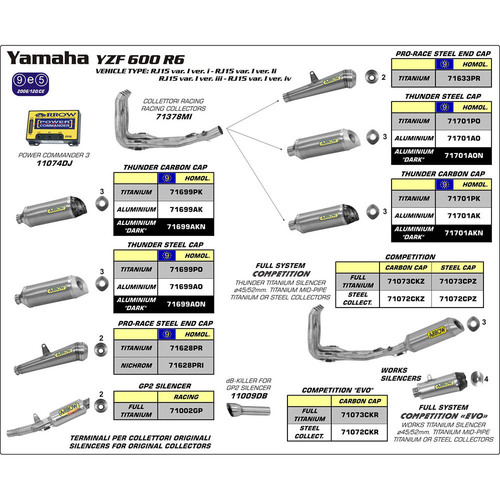 Arrow Racing 4:2:1 Header for Yam YZF-R6 ('08-11) in SS