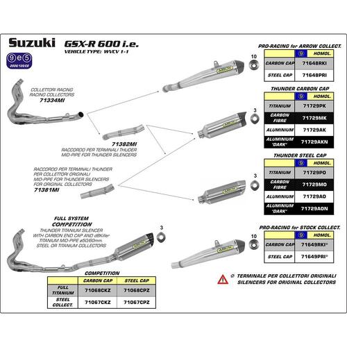 Arrow Link Pipe for Suz GSX-R600/750 ('08-10) in SS