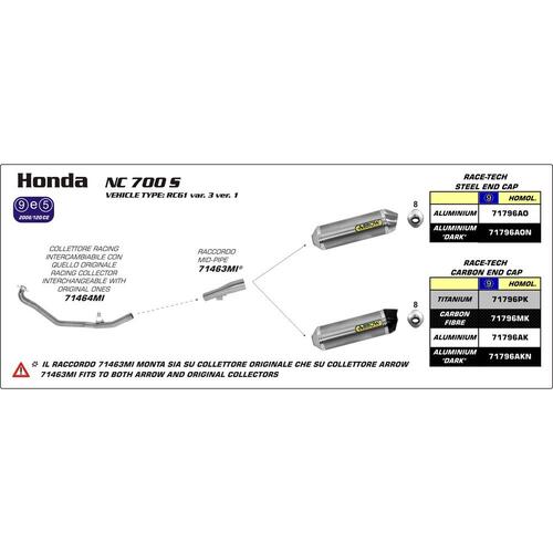 Arrow Racing 2:1 Header for Hon NC 700/750 in SS