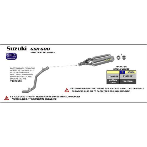 Arrow Round-Sil Muffler Set for Suz GSR 600 ('06-11) in SS