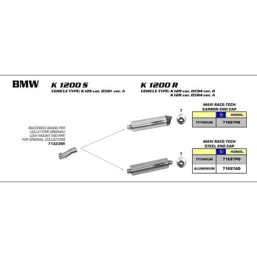 Arrow BMW K1200S/R '05-08 Homologated Titanium MaxI Race-Tech Slip-On Carbon Cap Exhaust