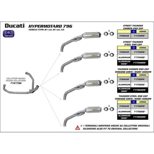 Arrow Muffler Set for Duc Hypermotard 796 ('10) in Titanium w/CF Cap