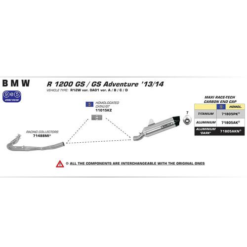 Arrow Race-Tech Muffler for BMW R1200 GS / Adv. in Titanium w/CF Cap