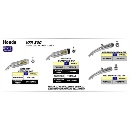 Arrow Race-Tech Muffler for Hon VFR800F ('14-16) in Alum. Dark w/CF Cap