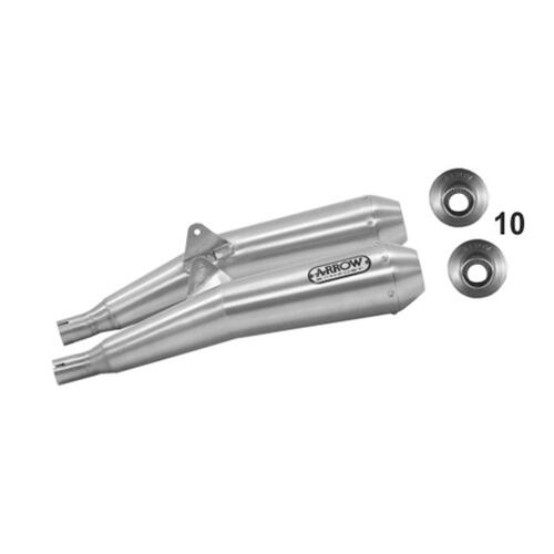 Arrow Pro-Racing Muffler Set for Tri 1200 (SpdTwin/Thrux.) in Nichrom Silver w/St Cap