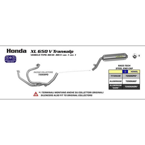 Arrow Race-Tech Muffler for Hon XL650V ('00-07) in Alum. Silver