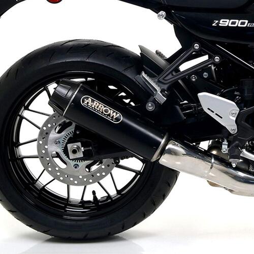 Arrow Rebel Muffler for Kaw Z900RS ('17-) in Nichrom Dark w/CF Cap