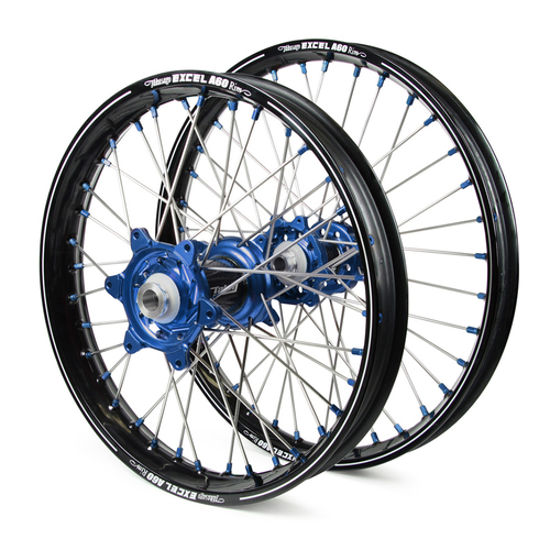 Yamaha Talon Carbon Fibre / Excel A60 SNR MX Black Rims / Blue Hubs / Blue Nipples YZ 125-250 1998-01, YZF 250 2001, YZF400-426 1999-01 (21 / 19*2.15)