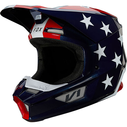 Fox V1 Ultra ECE Helmet 2021 White Blue Red