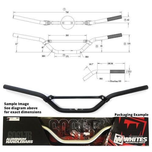 Whites Handlebar 7/8 AL6061 Black CR85 RM/KX65 YZ85/80 CRF150R