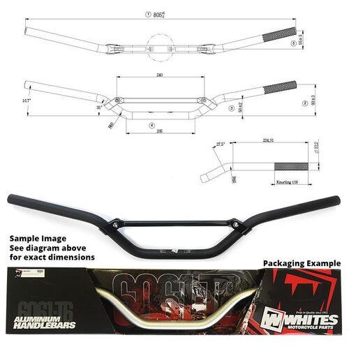 Whites Handlebar 7/8 (22.2mm) AL6061 Black KX/KXF/RMZ