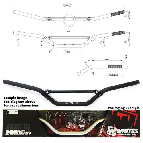 Whites Handlebar 7/8 AL6061 Black CR125CRF250/450 KX250/450