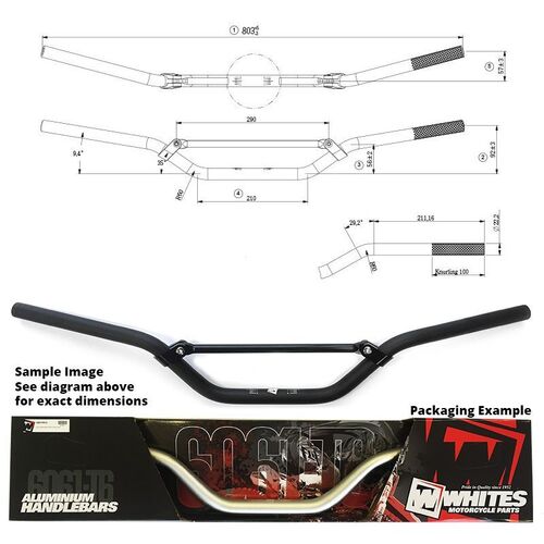 Whites Handlebar 7/8 (22.2mm)AL6061 Black YZ/WR125/250/450 04