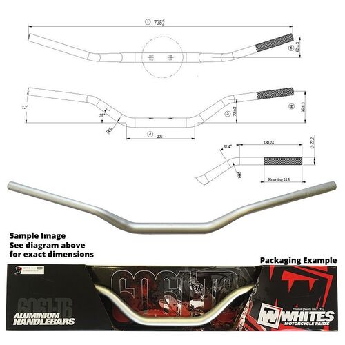 Whites Handlebar Taper AL6061 Silver Cr High 1"1/8 (28.6mm)