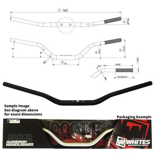 Whites Handlebar Taper AL6061 Black CR80/85 RM/KX65 YZ85/80