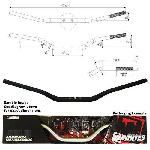 Whites Handlebar Taper AL6061 Black WR125/250/450-04 1"1/8