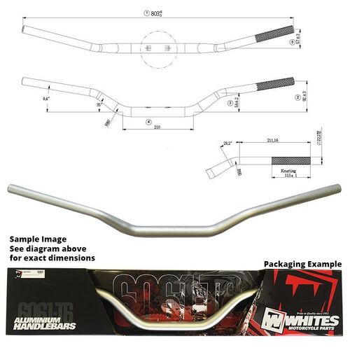 Whites Handlebar Taper AL6061 Silver YZ/WR125-450 1-1/8(28.6mm)