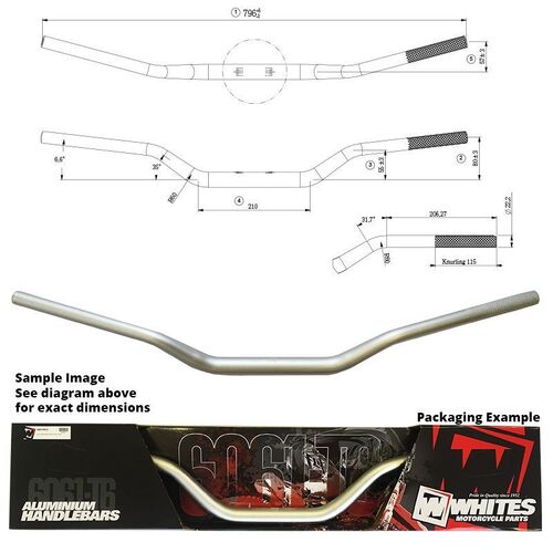 Whites Handlebar Taper AL6061 Silver CR/RM/YZ/WR 1-1/8(28.6mm)