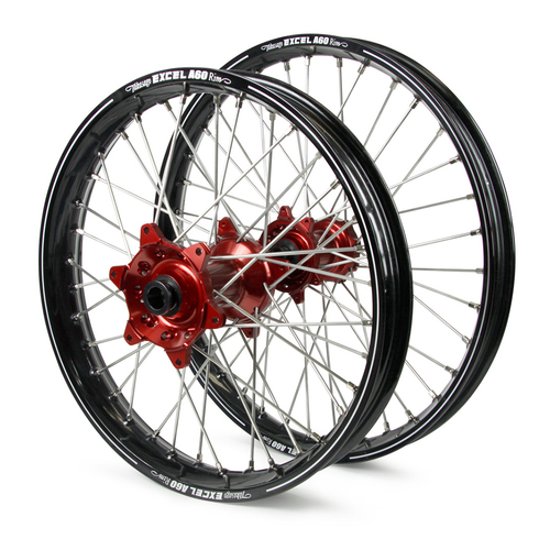 Honda Haan / A60 SNR MX Black Rims / Red Hubs Wheel Set CRF 450 2013-2017 (21*1.6 / 19*2.15")"