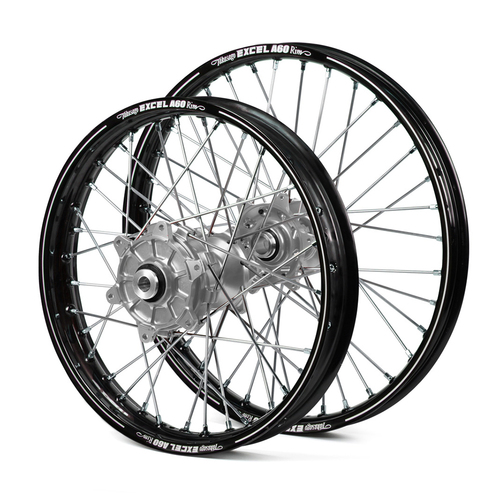 KTM Haan / A60 Enduro Cush Drive Black Rims / Silver Hubs Wheel Set 690 2007-2017 (21*1.85 / 18*2.50)