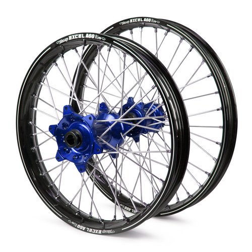 Yamaha Haan / A60 SNR MX Black Rims / Blue Hubs Wheel Set YZF 250-450 1999-2008 (21*1.6 / 19*2.15")"