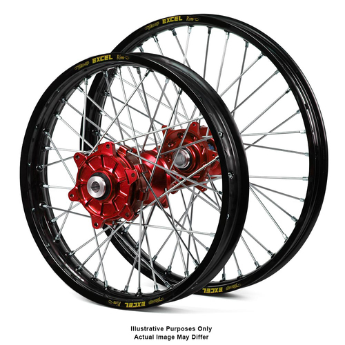 Honda Africa Twin CRF1000L Adventure Black Excel Rims / Red Haan Hubs Wheel Set - Africa Twin CRF1000L 2015-On 21*1.85 / 18*4.00 