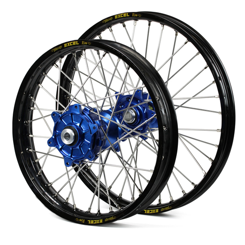 Kawasaki Haan / Excel Enduro Cush Drive Black Rims / Blue Hubs Wheel Set KXF 250-450 2006-2017 (21*1.60 / 18*2.15)