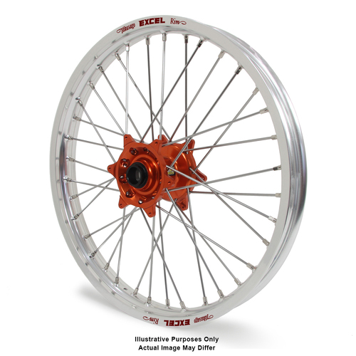 KTM 950-990 Adventure Silver Excel Rims / Orange Haan Hubs Front Wheel - 950-990 Adventure 2003-14 21*1.85 