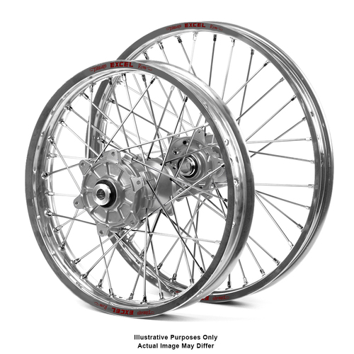 KTM 950-990 Adventure Silver Excel Rims / Silver Haan Hubs Wheel Set - 950-990 Adventure 2003-14 21*1.85 / 17*5.00