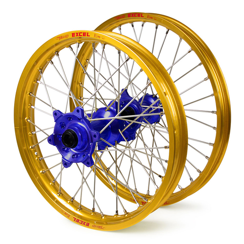 Yamaha Haan / Excel SNR MX Gold Rims / Blue Hubs Wheel Set YZF 250-450 1999-2008 (21*1.6 / 19*2.15")"