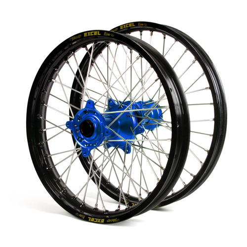 Yamaha Haan / Excel SNR MX Black Rims / Blue Hubs Wheel Set YZF 250-450 2009-2013 (21*1.6 / 19*2.15")"