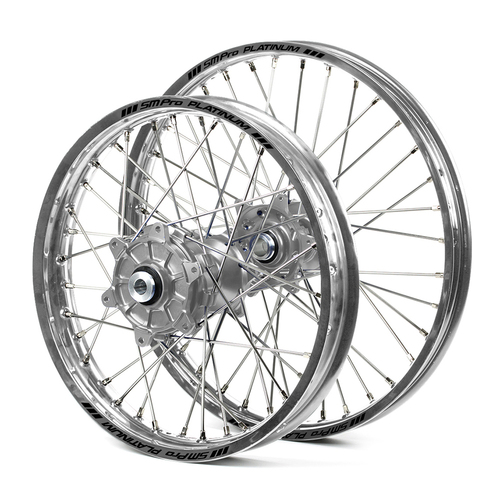 Honda Haan / Platinum Enduro Cush Drive Silver Rims / Silver Hubs Wheel Set CRF 250 R 2004-2013 (21*1.60 / 18*2.15)