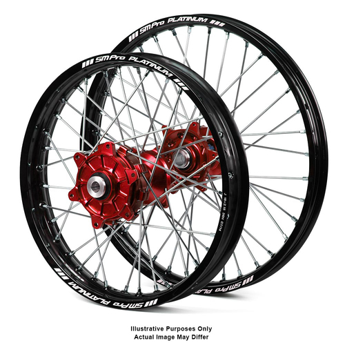 Honda Africa Twin CRF1000L Adventure Black Platinum Rims / Red Haan Hubs Wheel Set Africa Twin CRF1000L 2015-On 21*1.85 / 18*4.25 