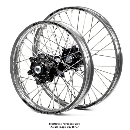 Honda Africa Twin CRF1000L Adventure Silver Platinum Rims / Black Haan Hubs Wheel Set Africa Twin CRF1000L 2015-On 21*1.85 / 18*4.25 