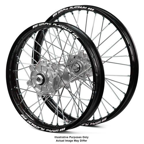 Honda Africa Twin CRF1000L Adventure  Black Platinum Rims / Silver Haan Hubs Wheel Set Africa Twin CRF1000L 2015-On 17*3.50 / 17*4.25 