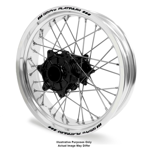 Honda Africa Twin CRF1000L Adventure Silver Platinum Rims / Black Haan Hubs Rear Wheel - Africa Twin CRF1000L 2015-On 17*4.25 