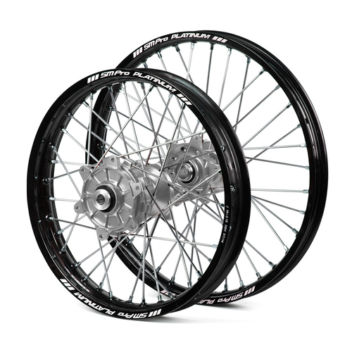 Kawasaki Haan / Platinum Enduro Cush Drive Black Rims / Silver Hubs Wheel Set KXF 250-450 2006-2017 (21*1.60 / 18*2.15)