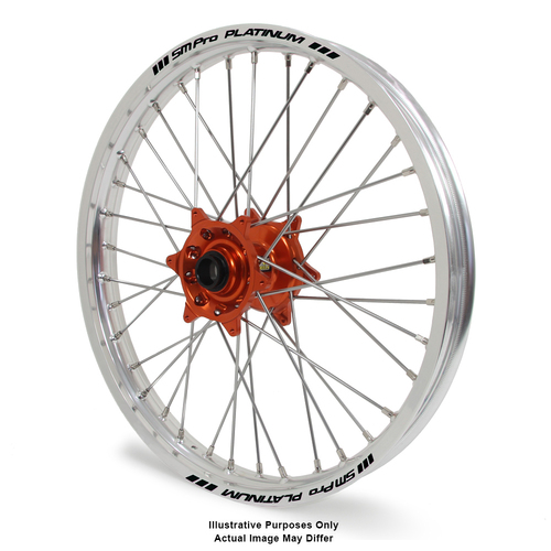 KTM 950-990 Adventure Silver Platinum Rims / Orange Haan Hubs Front Wheel - 950-990 Adventure 2003-14 21*1.85  