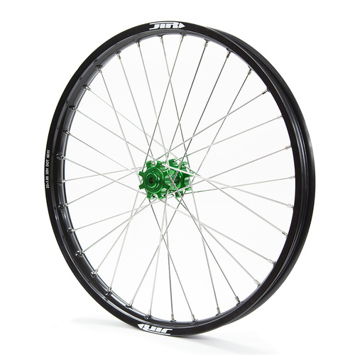 JTR Speedway Black Rims / Green Hubs Front Wheel