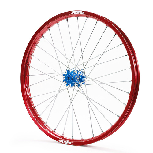 JTR Speedway Red Rims / Blue Hubs Front Wheel