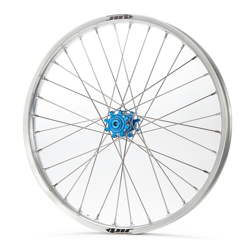 JTR Speedway Silver Rims / Blue Hubs Front Wheel