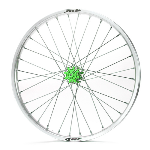 JTR Speedway Silver Rims / Green Hubs Front Wheel