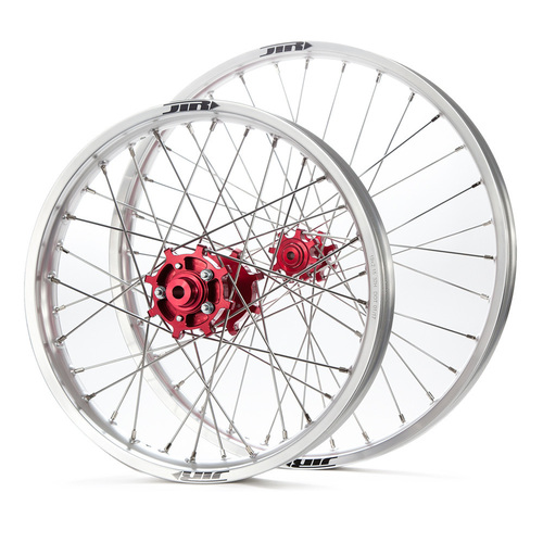 JTR Speedway Silver Rims / Red Hubs Wheel Set