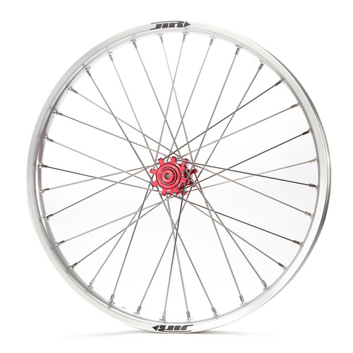 JTR Speedway Silver Rims / Red Hubs Front Wheel