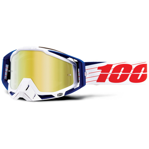 100% Racecraft Goggle Bibal/White True Gold Mirror Lens