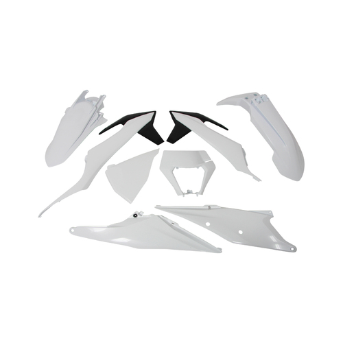 Rtech KTM White/Black Plastic Kit XC-F 250-350-450 2020 (with Left Airbox Cover & Headlight Plastic)