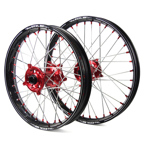 Honda SM Pro / Excel A60 SNR MX Black Rim / Red Hub / Red Nipples Wheel Set CRF 450 L 2019-On (21*1.60 / 18*2.15)