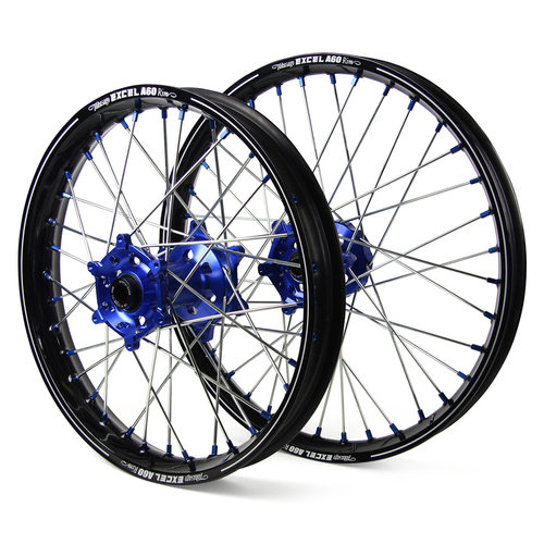 Yamaha SM Pro / Excel A60 SNR MX Black Rim / Blue Hub / Blue Nipples Wheel Set WR 450 F 2002-2018 (21*1.60 / 18*2.15)